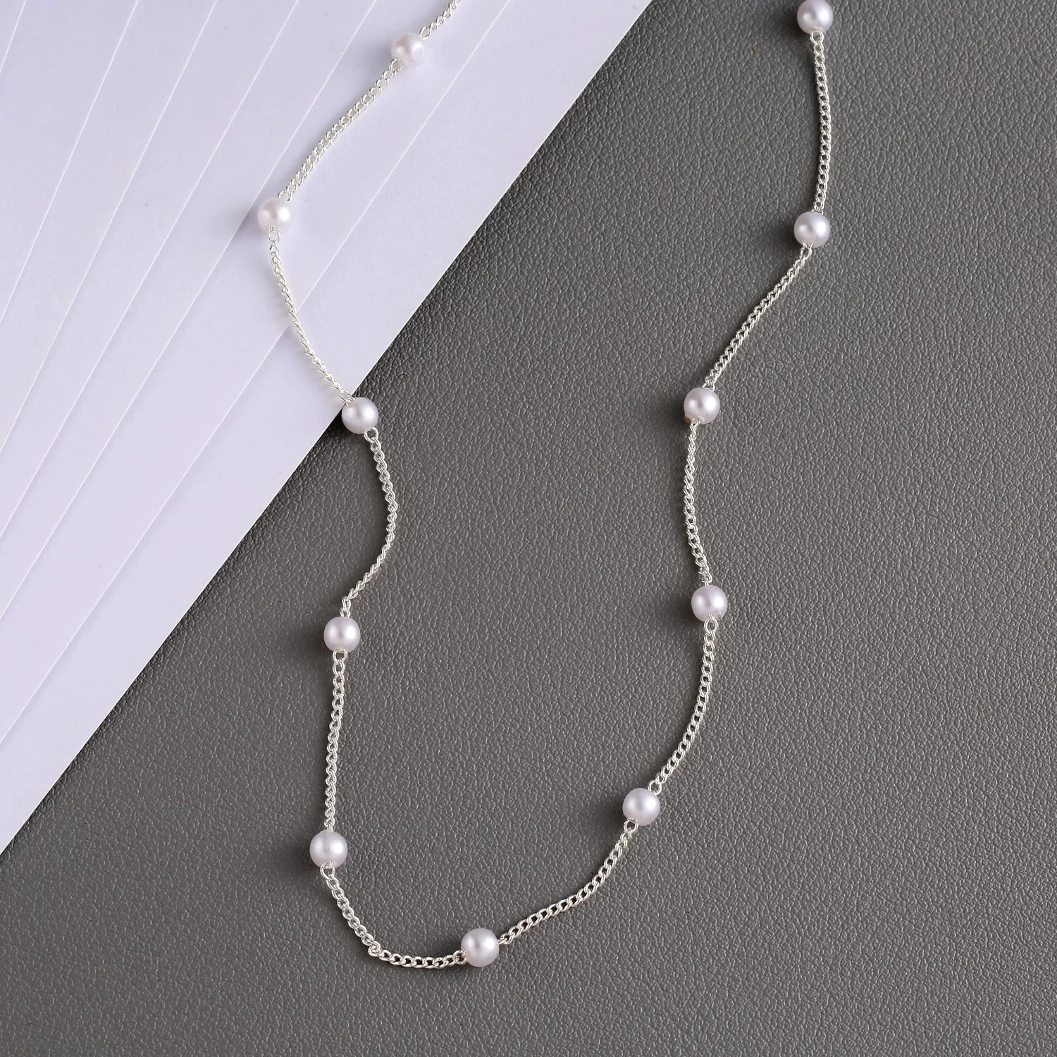 CAROVO Baroque Pearl Pendant Necklace, Pearl choker · Silver