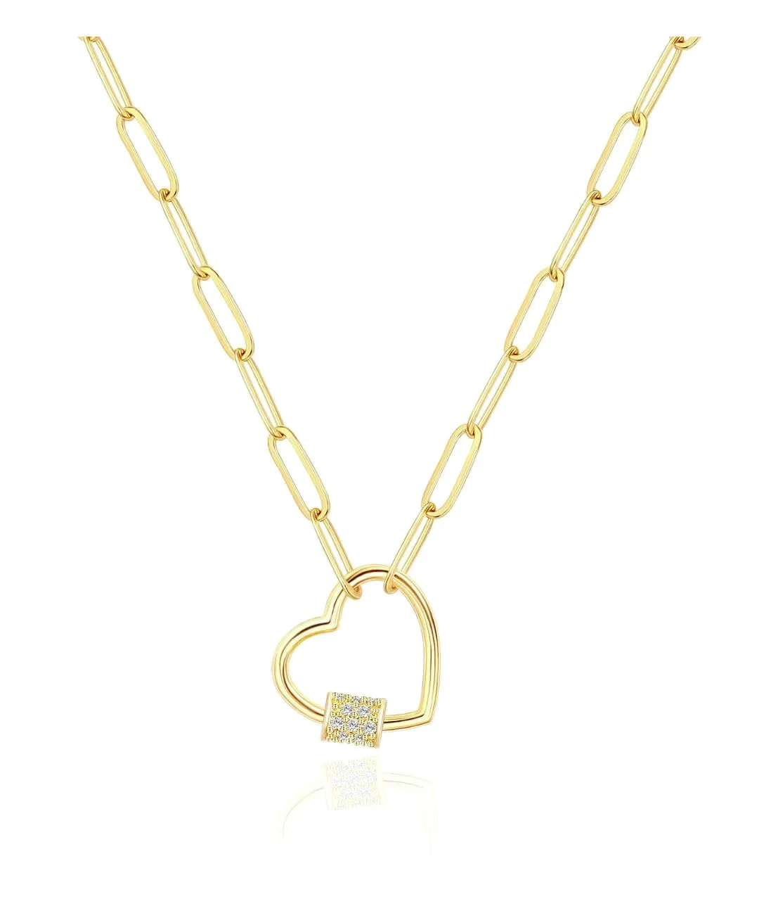 CAROVO Heart Paperclip Necklace