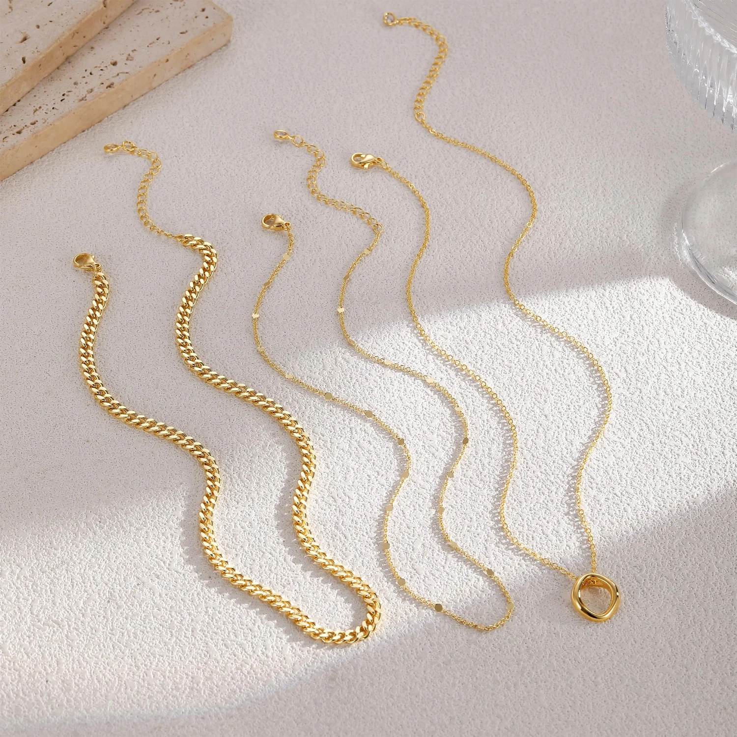 CAROVO Layered Chain Set, Set 2 · Gold