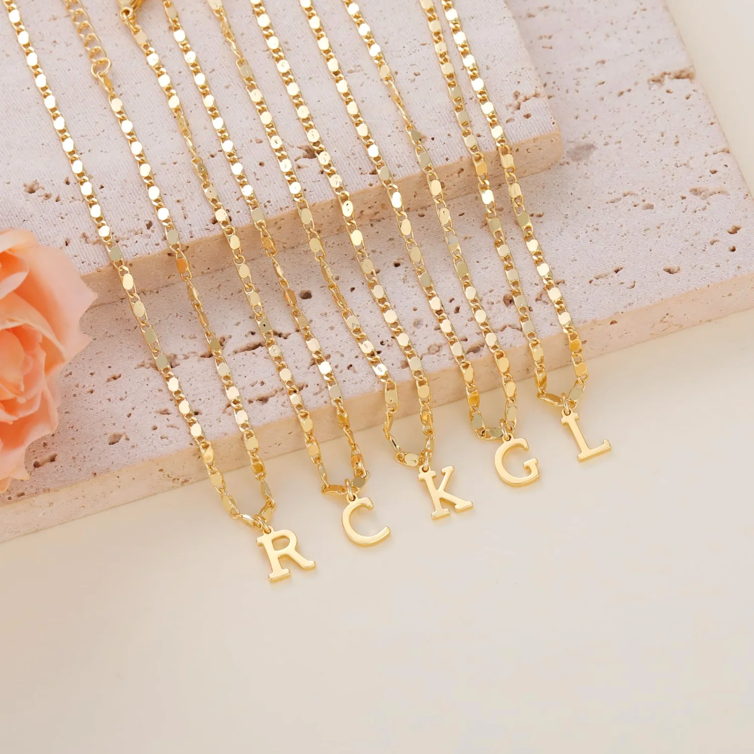 CAROVO Letter Layered Anklet, Letter A · Gold