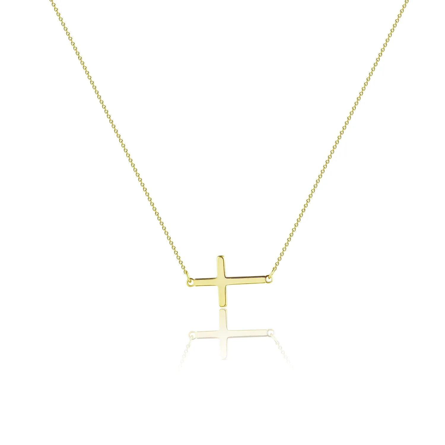 CAROVO Sideways Cross Necklace, Symmetrically sideways · Gold